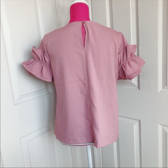 BANANA REPUBLIC Blush Pink Ruffle Blouse Top Size M P EUC - Picture 3 of 4